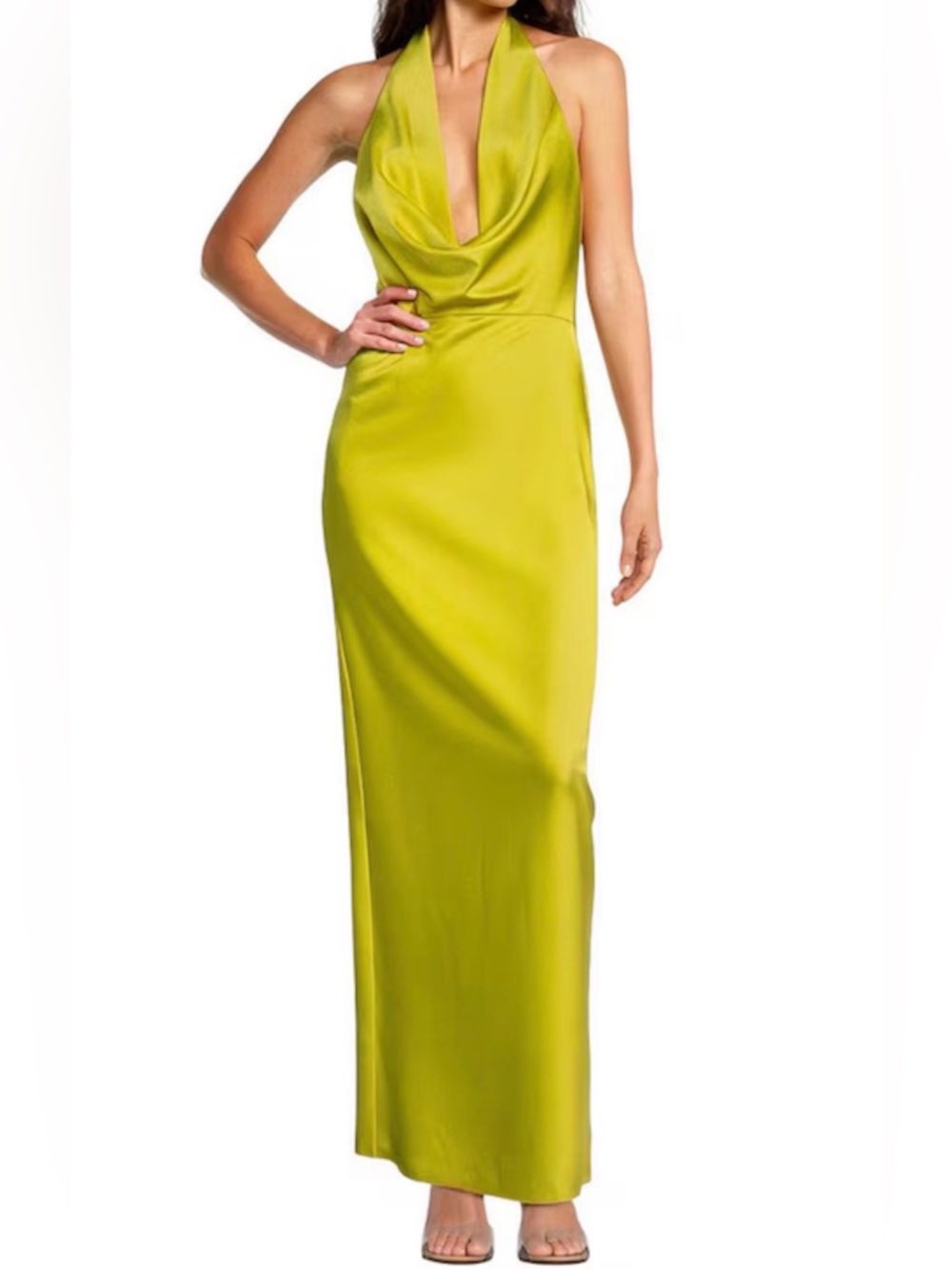 Gianni Bini Chartreuse size 2 Gown, backless formal chartreuse maxi dress,